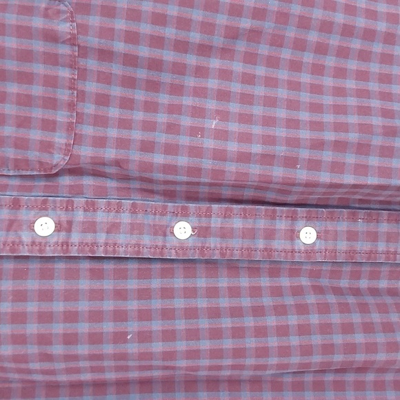 Abercrombie and Fitch Mens Burgundy Red Blue Plaid Pocket Shirt TINY FLAW Sz.L - Picture 5 of 12